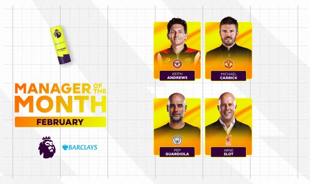开云体育官网-英超2月最佳主帅候选：瓜迪奥拉，卡里克，斯洛特，安德鲁斯