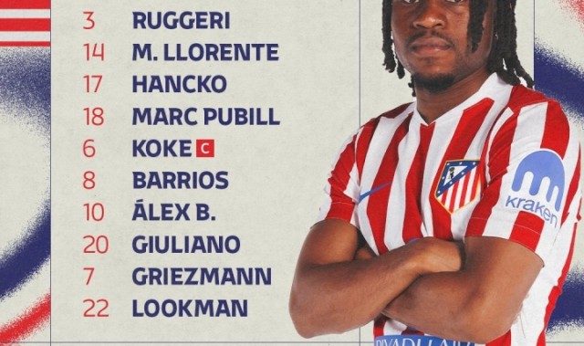 开云体育-马竞首发：格列兹曼、科克领衔，小蜘蛛替补，新援卢克曼出战